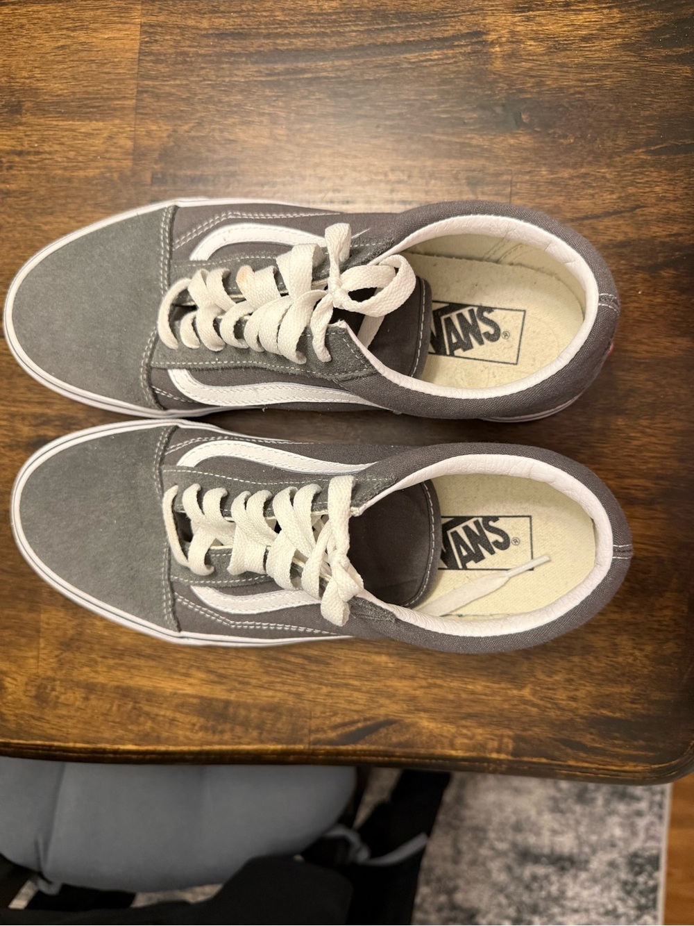 Vans Gray and White Old Skool Canvas Suede Sneakers